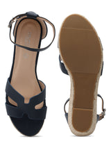 Blue PU Stylish Buckle Wedges (TC-RS3659-BLU)