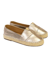 Gold Synthetic Leather Espadrille With Contrast Jute Sole Loafers (TC-RS3660-GLD)