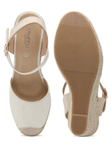 White PU Stylish Buckle Wedges (TC-RS3661-WHT)