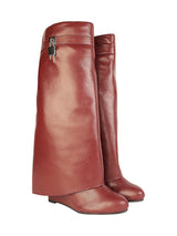 Burgundy Synthetic Leather High-End-Fashion Stylish Knee Boots (TC-RS3670-BUR)