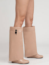 Nude PU High-End-Fashion Stylish Knee Boots (TC-RS3670-NUD)