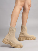 Khaki Knitted High-End-Fashion Stylish Ankle Boots (TC-RS3671-KHA)