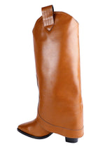 Brown Synthetic Leather Solid Block Heel Knee Boots (TC-RS3672-BRO)