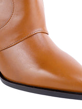 Brown Synthetic Leather Solid Block Heel Knee Boots (TC-RS3672-BRO)