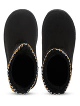Black Suede Winter Stylish Ankle Boots For Kids-Unisex (TC-RS3686-BLK)