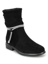 Black Suede High-End-Fashion Stylish Ankle Boots (TC-RS3690-BLK)