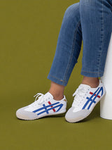 White Navy PU Stylish Lace-Up Sneakers (TC-RS3800-WHTNVY)