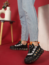 Black Mesh Rotating Button Sneakers (TC-RS40001-BLK)