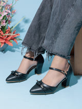 Black Synthetic Leather Buckle Block Heel Sandals (TC-RS4002-BLK)