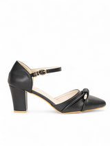 Black Synthetic Leather Buckle Block Heel Sandals (TC-RS4002-BLK)