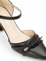 Black Synthetic Leather Buckle Block Heel Sandals (TC-RS4002-BLK)