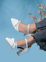White Synthetic Leather Buckle Block Heel Sandals (TC-RS4002-WHT)