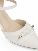 White Synthetic Leather Buckle Block Heel Sandals (TC-RS4002-WHT)