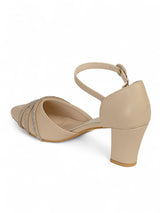 Nude Synthetic Leather Embellished Block Heel Sandals (TC-RS4003-NUD)