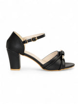 Black Synthetic Leather Buckle Block Heel Sandals (TC-RS4004-BLK)