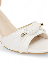 White Synthetic Leather Buckle Block Heel Sandals (TC-RS4004-WHT)