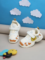 White PU Velcro Sneakers For Kids-Unisex (TC-RS4007-WHT)