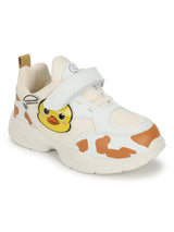 White PU Velcro Sneakers For Kids-Unisex (TC-RS4007-WHT)