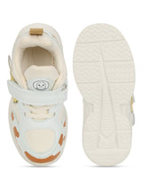 White PU Velcro Sneakers For Kids-Unisex (TC-RS4007-WHT)