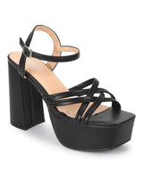 Black PU Crossover Strap Block Heel Sandals (TC-RS4009-BLK)