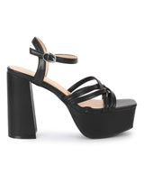 Black PU Crossover Strap Block Heel Sandals (TC-RS4009-BLK)
