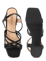 Black PU Crossover Strap Block Heel Sandals (TC-RS4009-BLK)