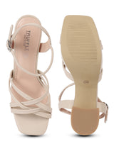 Nude PU Crossover Strap Block Heel Sandals (TC-RS4009-NUD)