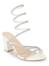White Patent Stylish Spiral Diamond Strap Block Sandals (TC-RS4010-WHT)