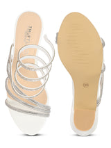 White Patent Stylish Spiral Diamond Strap Block Sandals (TC-RS4010-WHT)