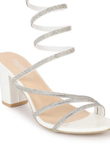 White Patent Stylish Spiral Diamond Strap Block Sandals (TC-RS4010-WHT)