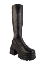 Black Synthetic Leather Winter High-End Stylish Long Boots (TC-RS4013-BLK)