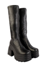 Black Synthetic Leather Winter High-End Stylish Long Boots (TC-RS4013-BLK)