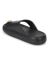 Black PU Toe Ring Slip-On Flats (TC-RS4200-BLK)
