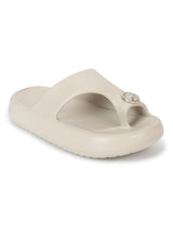 Bone PU Toe Ring Slip-On Flats (TC-RS4200-BON)