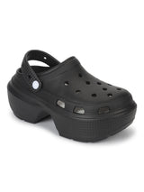 Black PU Block Slip-On Clogs (TC-RS4204-BLK)