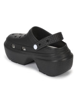 Black PU Block Slip-On Clogs (TC-RS4204-BLK)