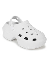 White PU Block Slip-On Clogs (TC-RS4204-WHT)