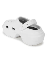 White PU Block Slip-On Clogs (TC-RS4204-WHT)