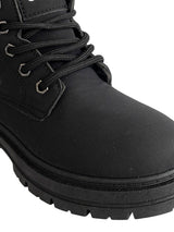 Black Synthetic Leather Winter Top Design And Durable Sole Lace-Up Ankle Boots For Kids-Unisex (TC-RS5011-BLK)