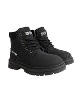 Black Synthetic Leather Winter Top Design And Durable Sole Lace-Up Ankle Boots For Kids-Unisex (TC-RS5011-BLK)