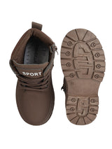 Brown Synthetic Leather Winter Top Design And Durable Sole Lace-Up Ankle Boots For Kids-Unisex (TC-RS5011-BRO)