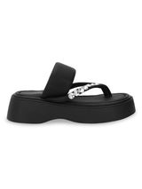 Black PU Diamant�� Block Heel Sandals (TC-RS699-BLK)