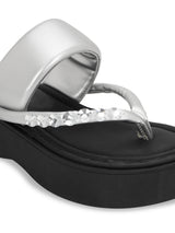Silver PU Diamant�� Block Heel Sandals (TC-RS699-SIL)