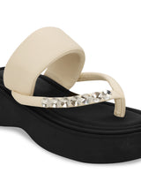White PU Diamant�� Block Heel Sandals (TC-RS699-WHT)