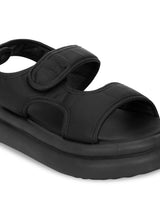Black PU Velcro Flatform Heel Sandals (TC-RSA-2-BLK)