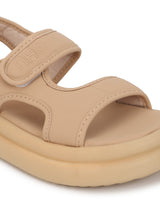 Black PU Velcro Flatform Heel Sandals (TC-RSA-2-KHA)
