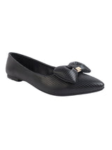 Black Synthetic Leather Pointed Toe Flat Ballerina (TC-RSHO1-BLK)
