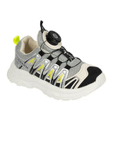 Grey Black Mesh Dial Lock Closure Sneakers For Kids-Unisex (TC-RSHO10-GRYBLK)