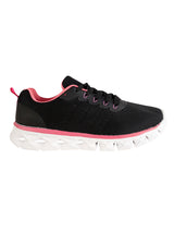 Black Pink Mesh Lace-Up Round Toe Flat Sneakers (TC-RSHO2-BLKPNK)