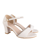 White Synthetic Leather Embellished Open Toe Block Heel Sandals (TC-RSHO6-WHT)